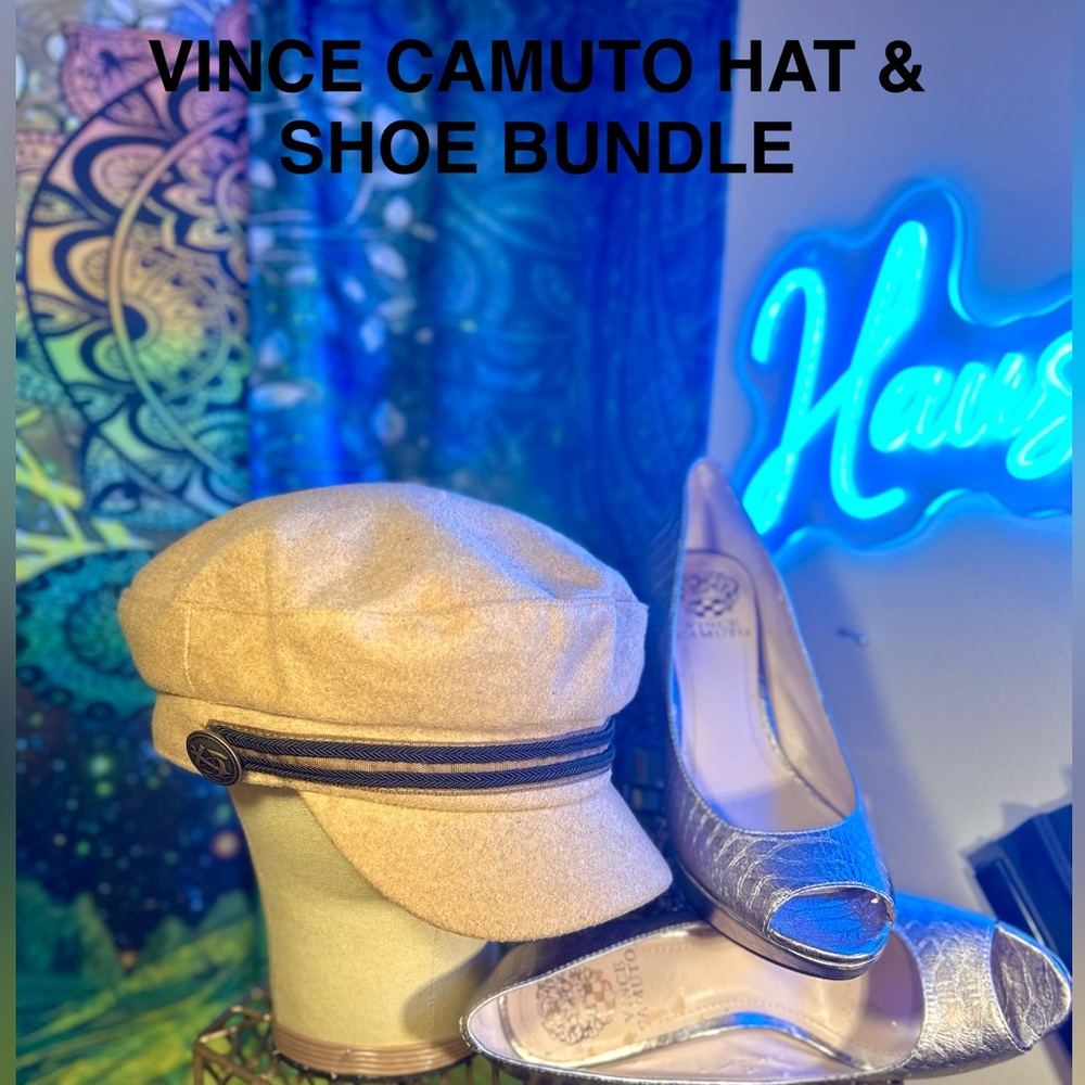 Vince Camuto Hat & Shoe Bundle Set!
Size: 7 heels w Sailor Hat